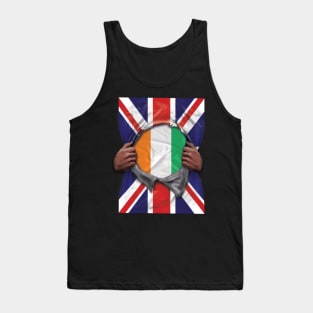 Ivory Coast Flag Great Britain Flag Ripped - Gift for Ivorian From Ivory Coast Tank Top